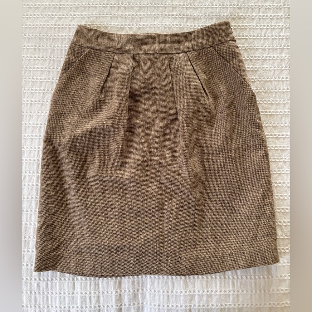 Tabitha Classic Tan Linen and Cotton Skirt Size 2